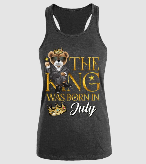 The king was born int JULY model negru pe tricou