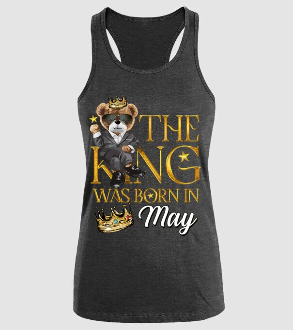 The king was born int MAY model negru pe tricou