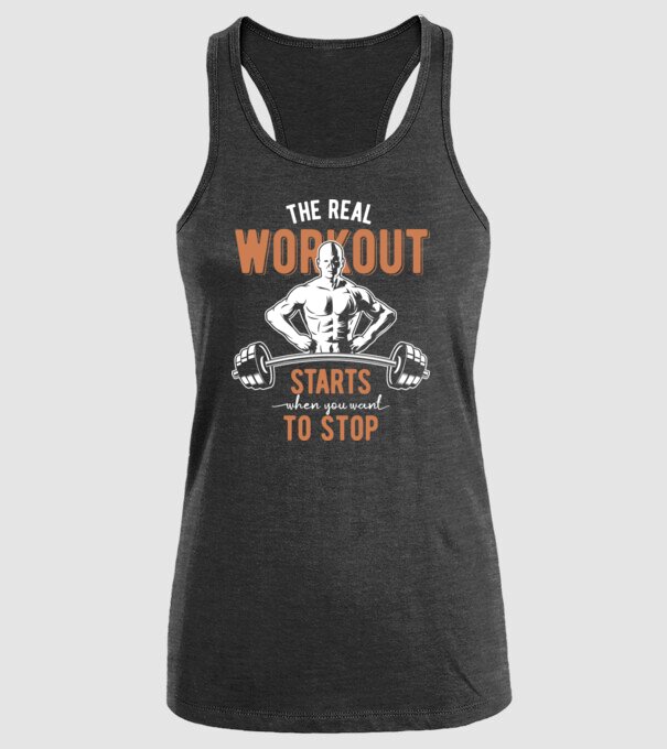 The Real Workout model negru pe tricou