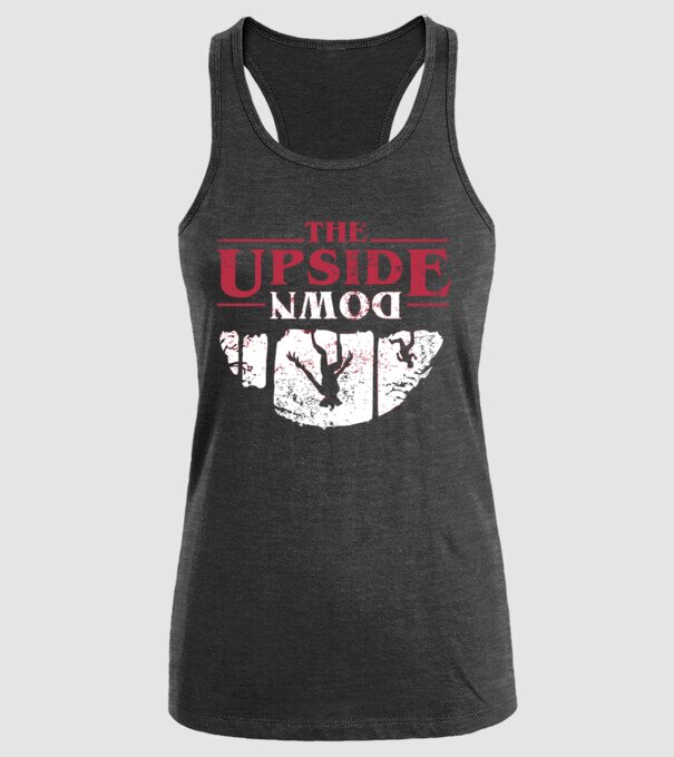 the upside down logo model negru pe tricou