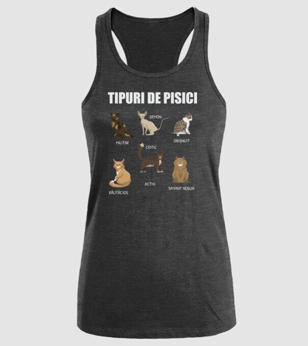 Tipuri de pisici model negru pe tricou