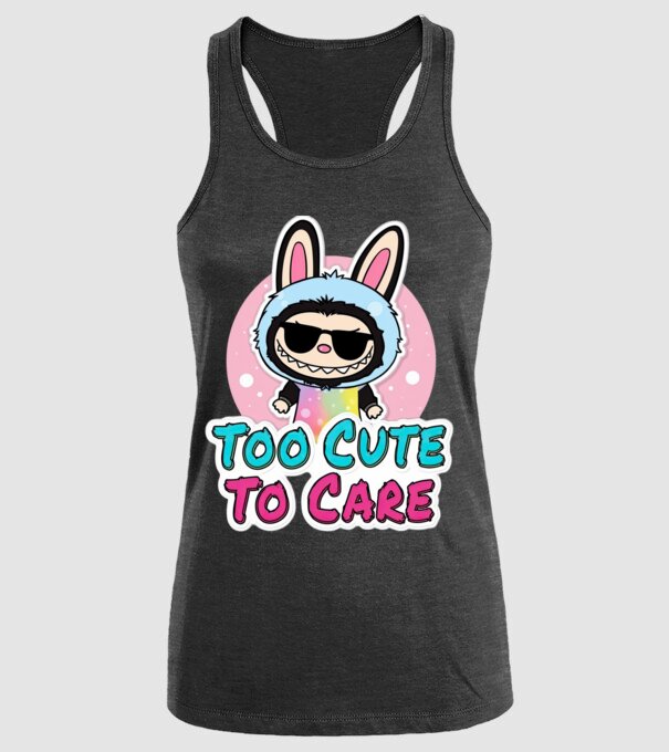 Too cute to care model negru pe tricou