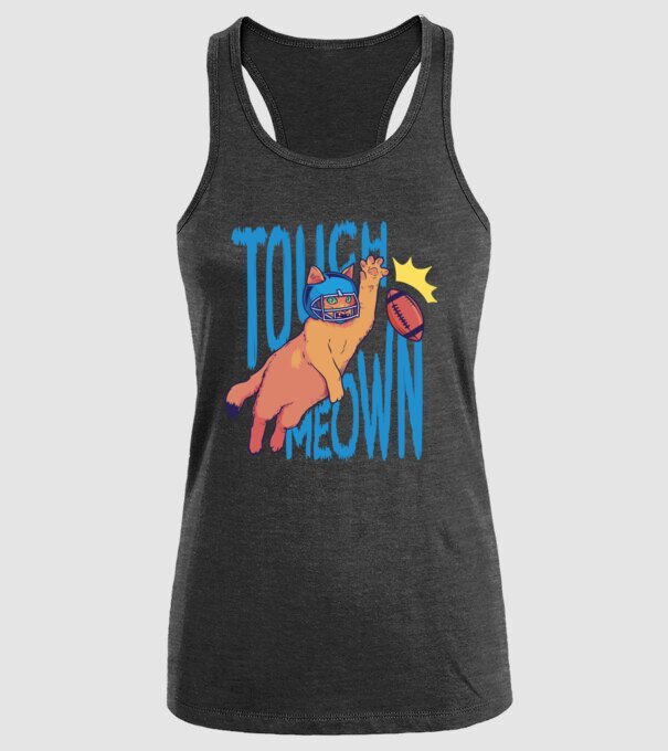 Touch Meow model negru pe tricou