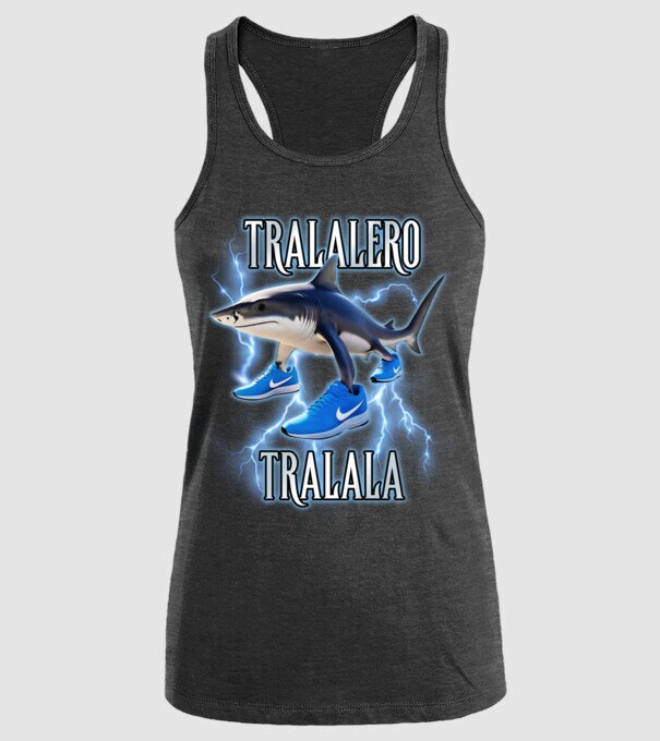 Tralalero Tralala model negru pe tricou