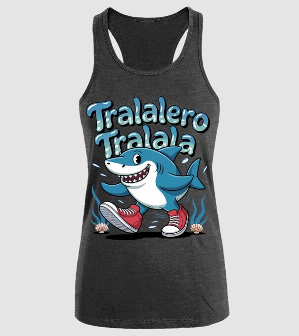 Tralalero Tralala drăguț model negru pe tricou