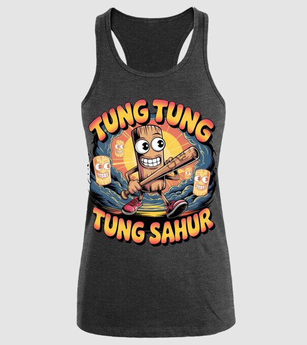 Tung Tung Tung Sahur Retro model negru pe tricou