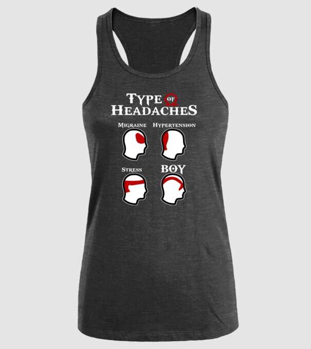 Type of Headaches - God of War model negru pe tricou
