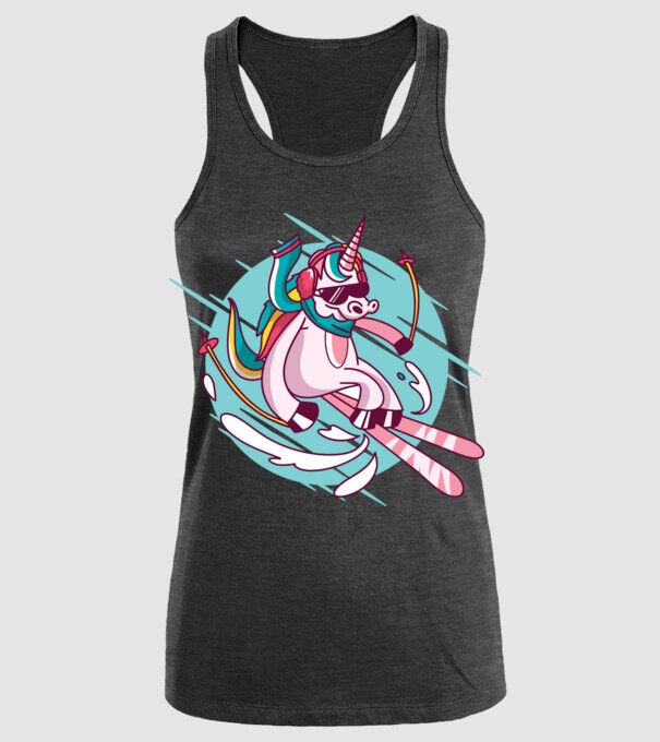 Unicorn ski model negru pe tricou