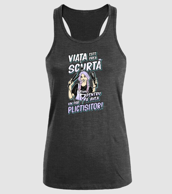 viata este prea scurta pentru a avea un par plictisitor model negru pe tricou