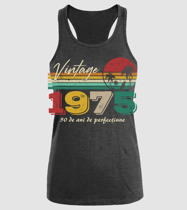 VINTAGE 1975 model negru pe tricou