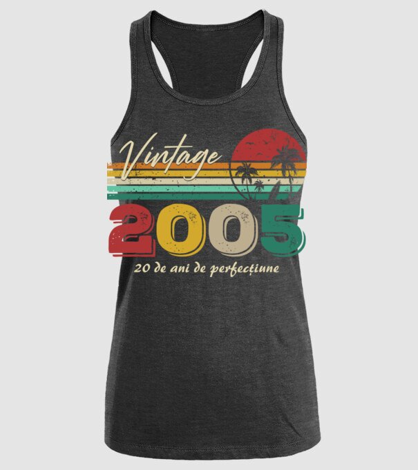 VINTAGE 2005 model negru pe tricou