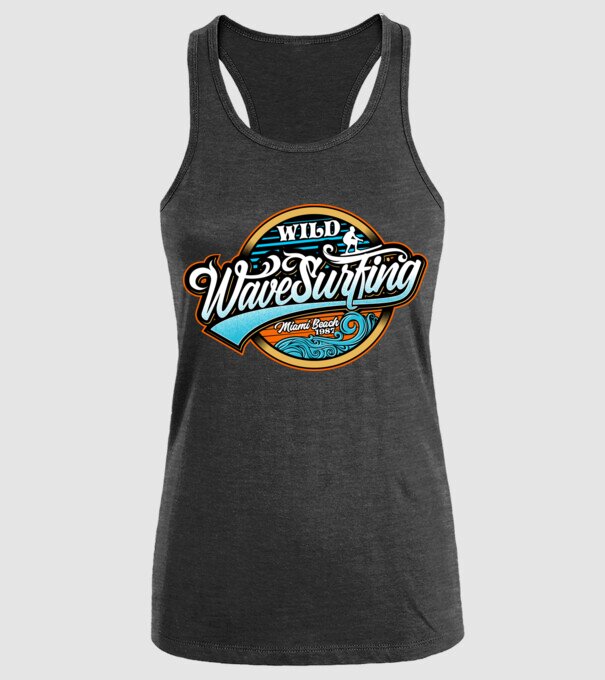 WaveSurfing model negru pe tricou