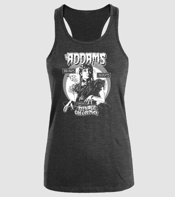 WEDNESDAY ADDAMS TEENAGE GOO GOO MUCK model negru pe tricou