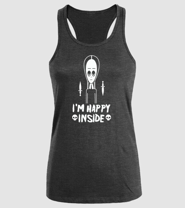 WEDNESDAY Happy inside model negru pe tricou