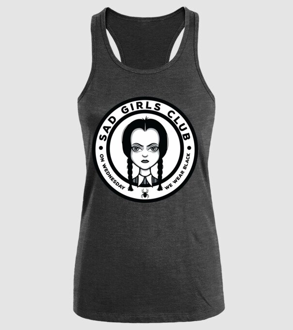 WEDNESDAY Sad Girls Club model negru pe tricou