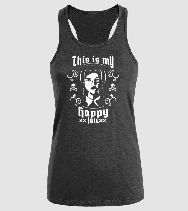WEDNESDAY This is my happy face model negru pe tricou