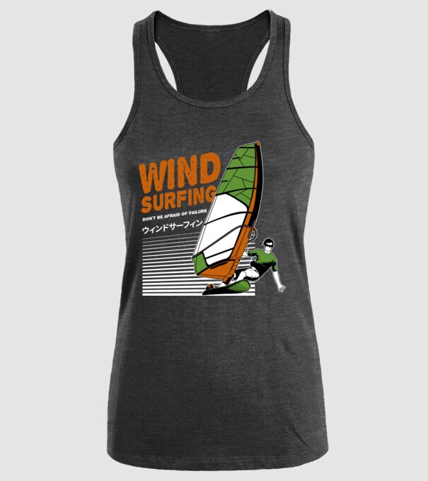Wind Surf model negru pe tricou