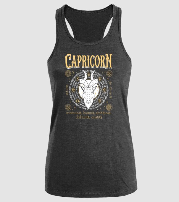 Zodiac femeie CAPRICORN golden model negru pe tricou