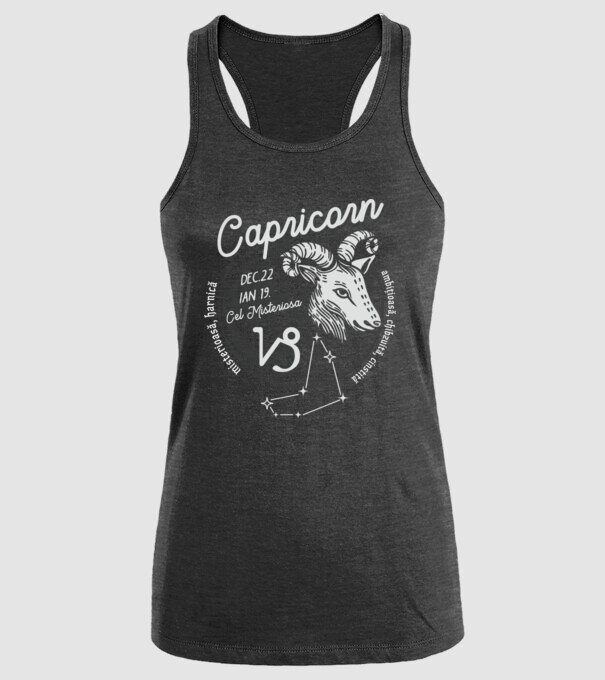 Zodiac femeie CAPRICORN retro model negru pe tricou