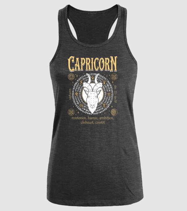 Zodiac bărbat CAPRICORN golden model negru pe tricou