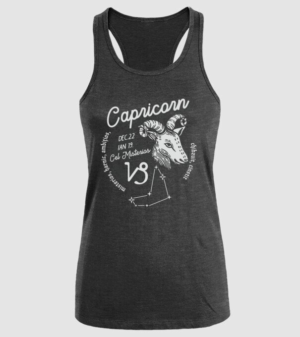 Zodiac bărbat CAPRICORN retro model negru pe tricou
