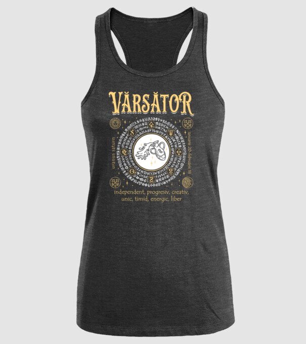 Zodiac bărbat VĂRSĂTOR golden model negru pe tricou