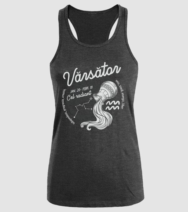 Zodiac bărbat VĂRSĂTOR retro model negru pe tricou