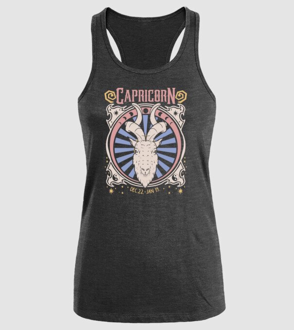 Zodiac Vintage CAPRICORN model negru pe tricou