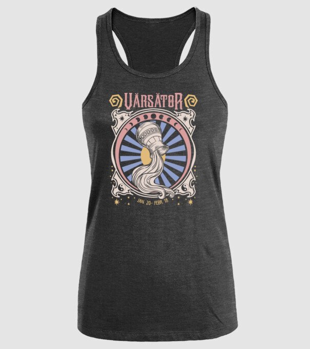 Zodiac Vintage VĂRSĂTOR model negru pe tricou
