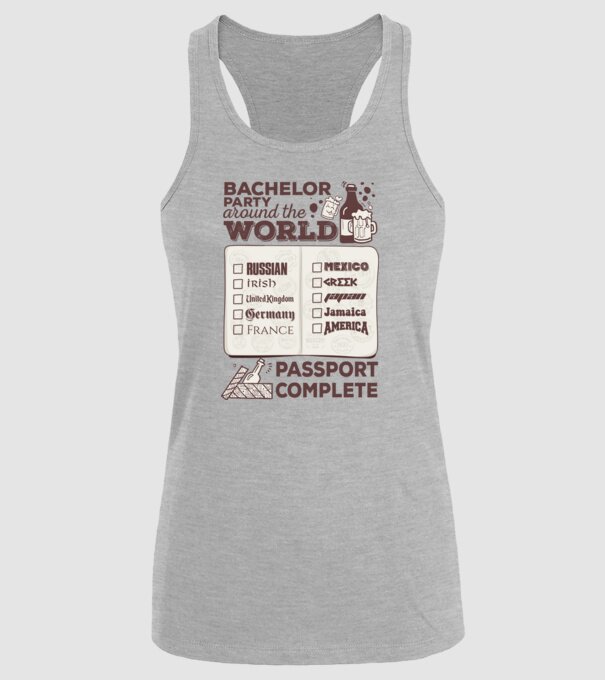 Bachelor Party World tour model gri pe tricou