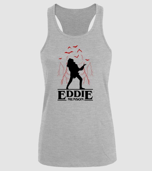 eddie munson stranger things model gri pe tricou