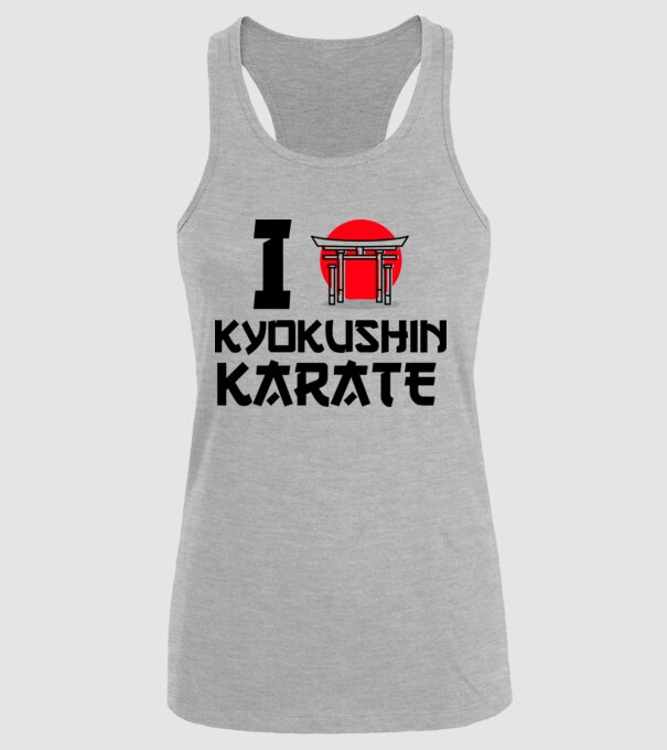 I love Kyokushin Karate model gri pe tricou