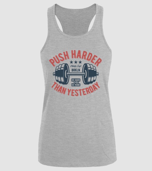push harder model gri pe tricou