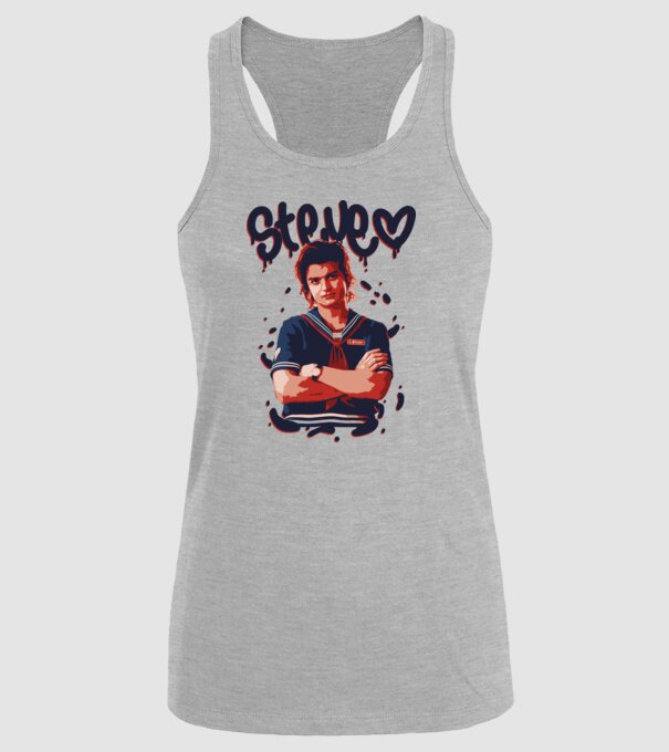 steve stranger things model gri pe tricou