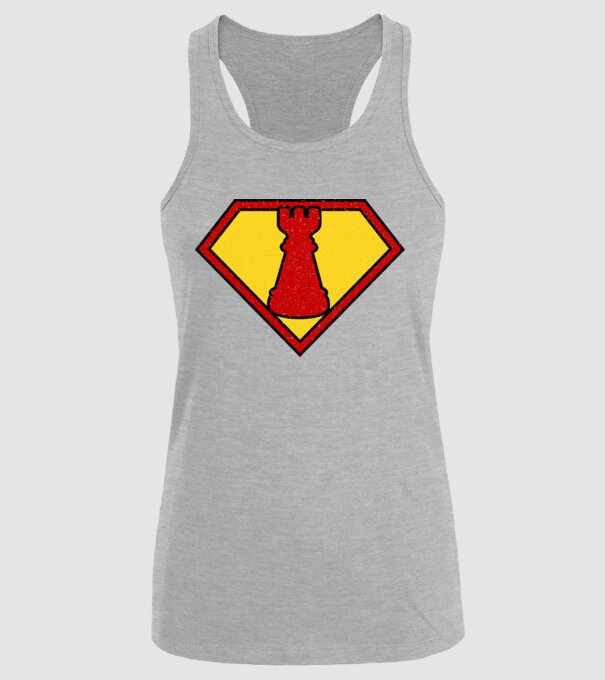 SuperChess turnul de sah model gri pe tricou