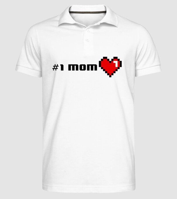 8bit mom number one model alb pe tricou