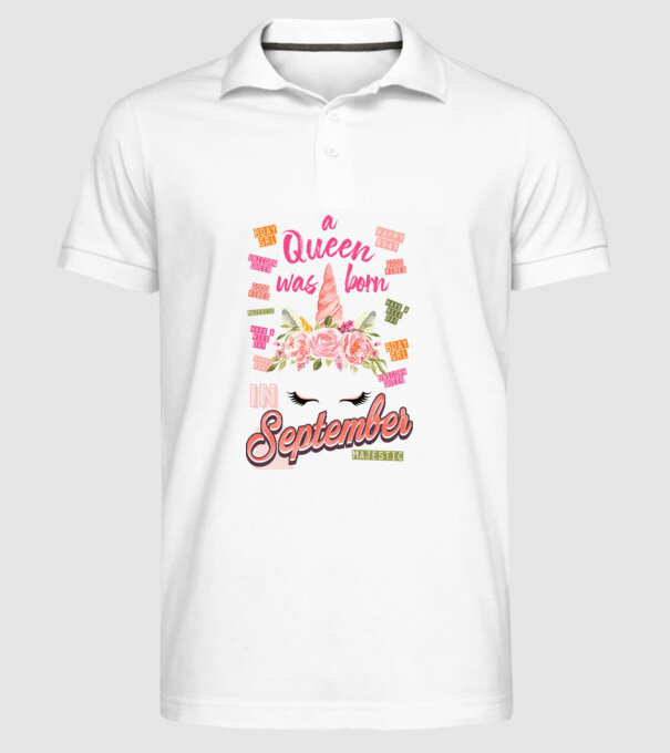 A queen was born in SZEPTEMBER model alb pe tricou