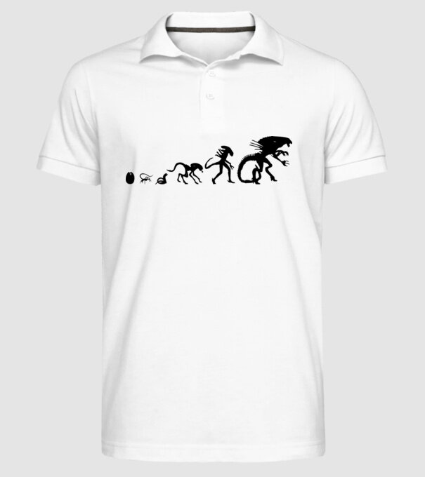 Evoluție Alien model alb pe tricou
