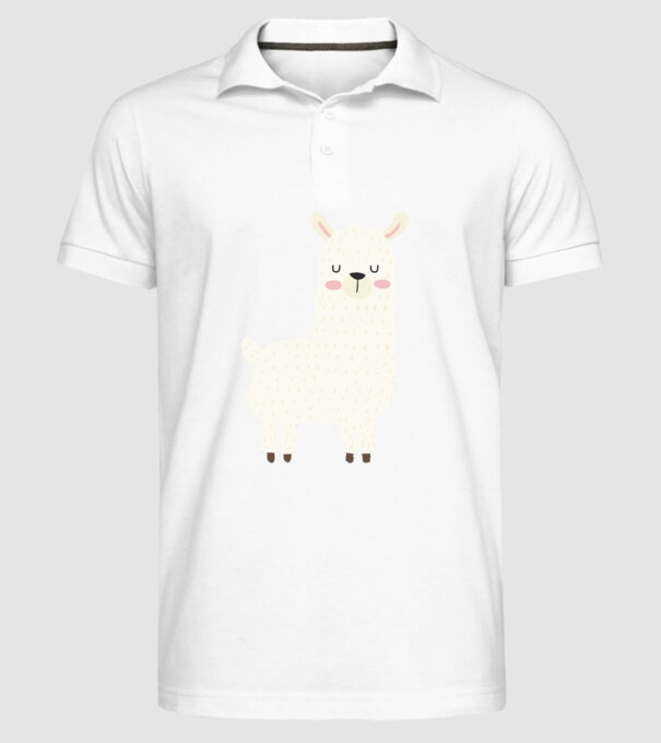 Alpaca model alb pe tricou