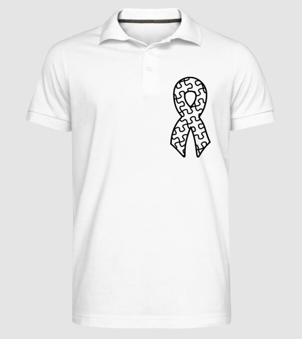 Panglică Ziua Mondială a Autismului model alb pe tricou