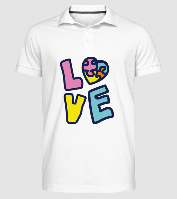 Ziua Mondială a Autismului LOVE model alb pe tricou
