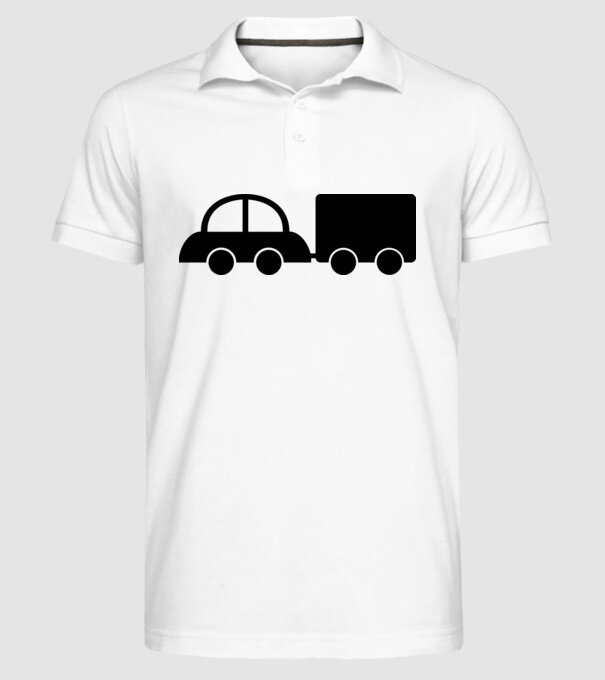 Car with tail model alb pe tricou