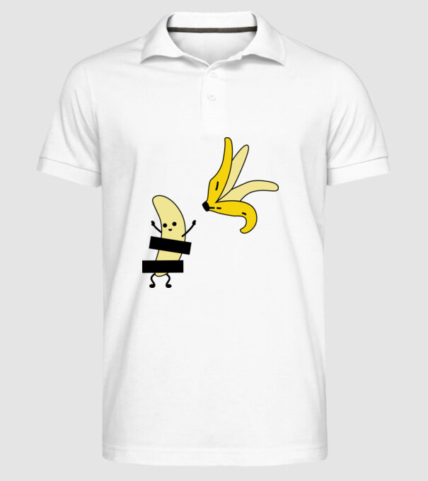 Cuplu Banană fată model alb pe tricou