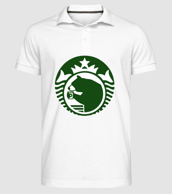 Bear Bucks model alb pe tricou