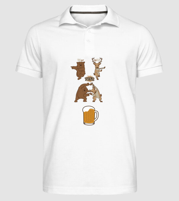 Bear deer beer model alb pe tricou