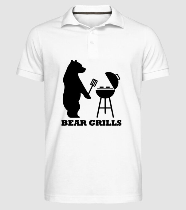 Bear Grills model alb pe tricou