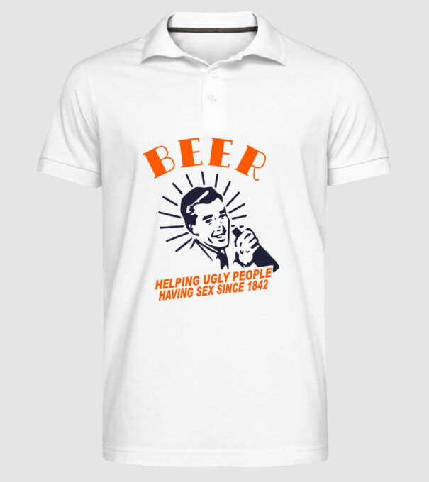 beeer model alb pe tricou
