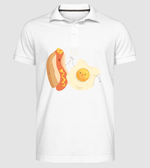 best friends hot dog egg model alb pe tricou