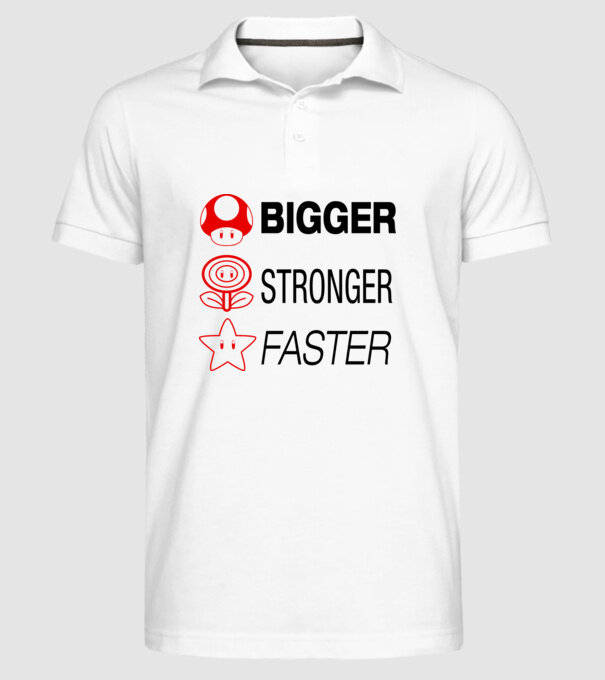 bigger stronger faster model alb pe tricou
