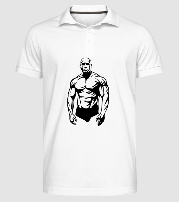 bodybuilding model alb pe tricou